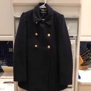 Express Navy Pea Coat with Gold Buttons